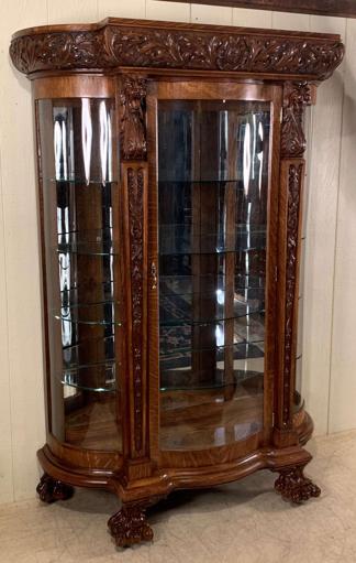 R.J. Horner Serpentine Glass Oak China Cabinet