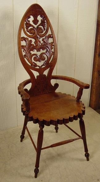 Carved Pierce Cut Oak Chair