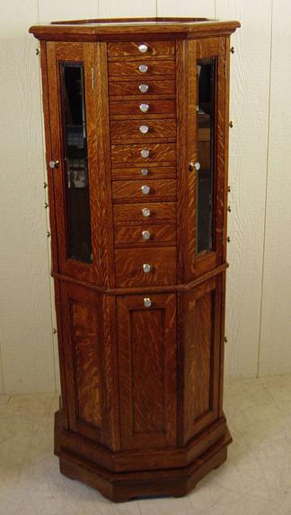 Clark Model "A" Octagon Oak Revolving Dental Cabinet