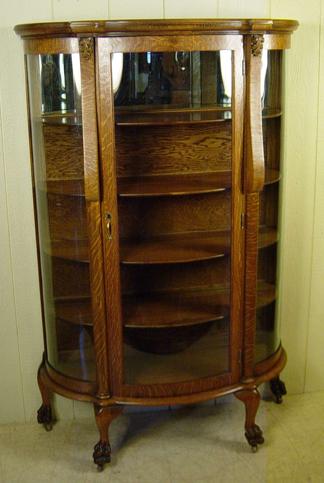Oak Curved Glass China Cabinet
