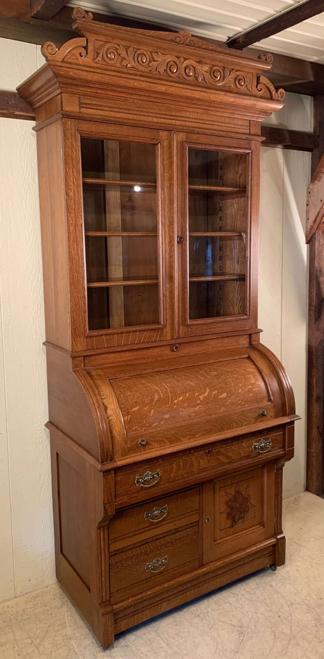 Oak Cylinder Secretary Desk