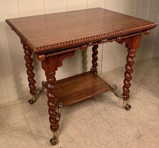 Rectangular Oak Lamp Table with barley twist legs