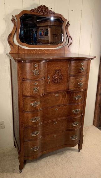 Oak Bonnet Chest with mirror