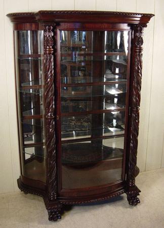 Mahogany Serpentine Glass China Cabinet