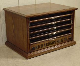 Richardson Silk Co. Chestnut Spool Cabinet
