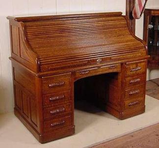 Top of the line 60" Quartered Oak Roll top Desk w/ full Interior