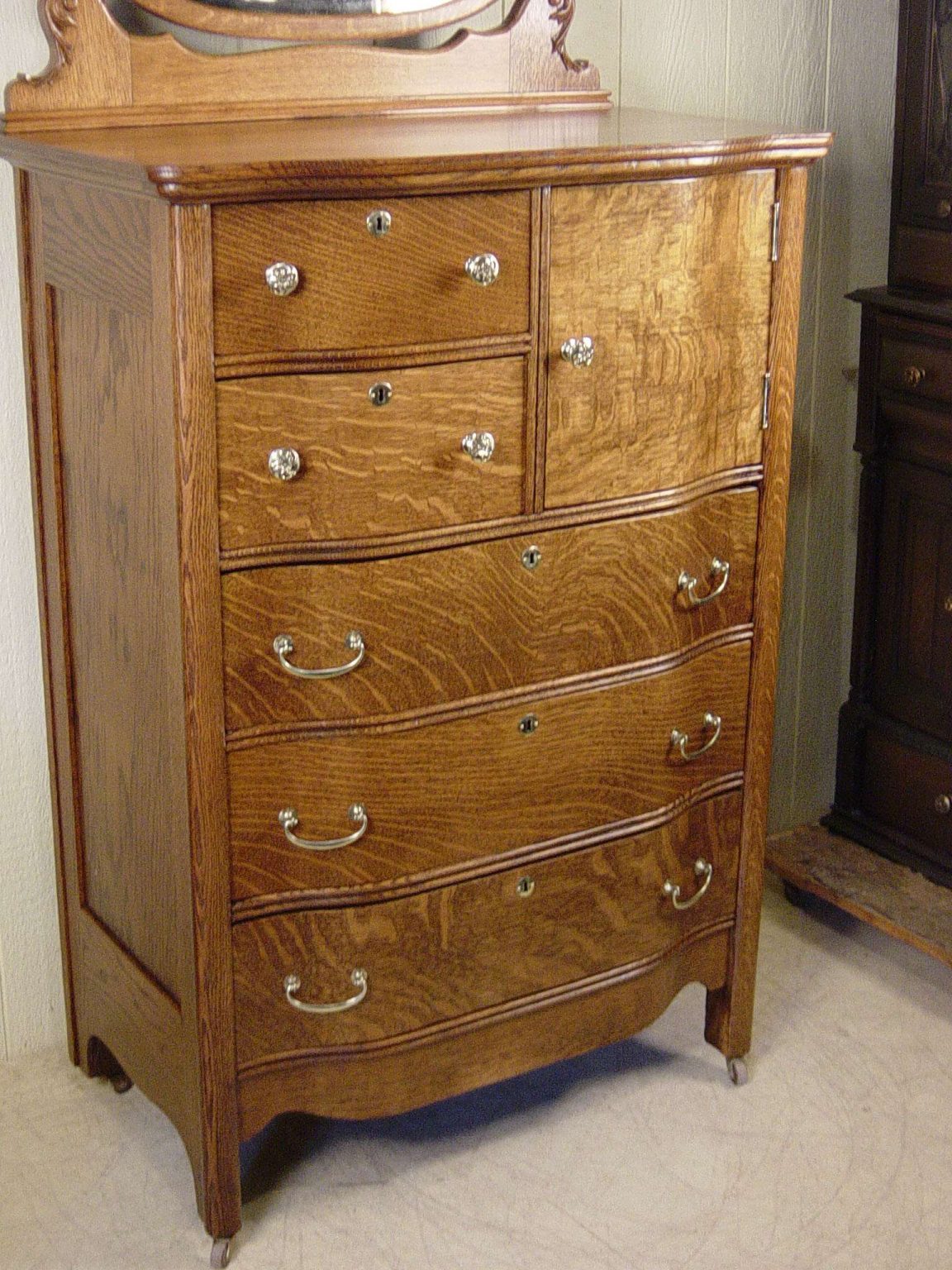 Oak Chest with Mirror Doug Schmitt Antiques