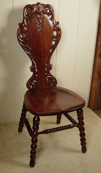 Carved Oak Desk/Slipper Chair