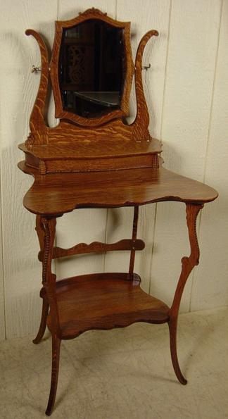 Rare Small Size Oak Vanity with glove box