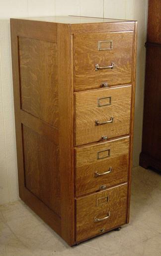 Oak 4-Drawer Letter Size File Cabinet