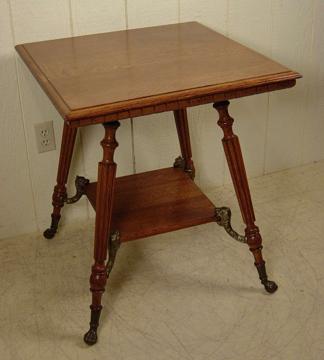 Victorian Oak Lamp Table with Lion Shelf Supports - Stock #403