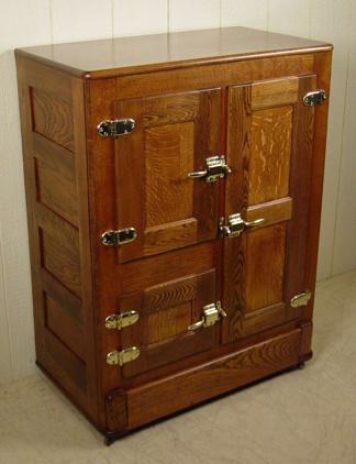 3 Door Oak Ice Box