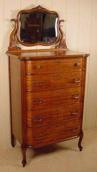 Bow front Oak Chest w/ mirror