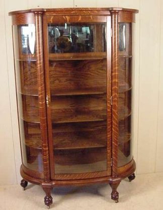 Larkin Co. Oak Curved Glass China Cabinet