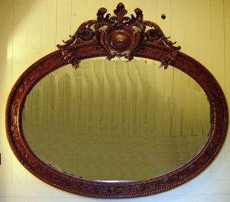 Fabulous Heavily Carved Oval Oak Wall Mirror