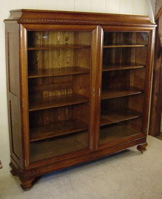 Wide Two-Door Oak Bookcase