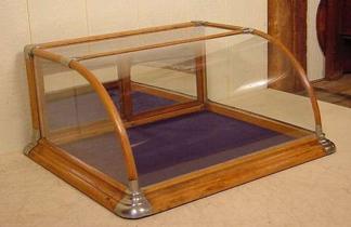 Oak Curved Glass Counter Display Cabinet