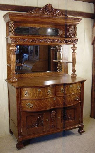 Oak Sideboard with Double Mirrored Top