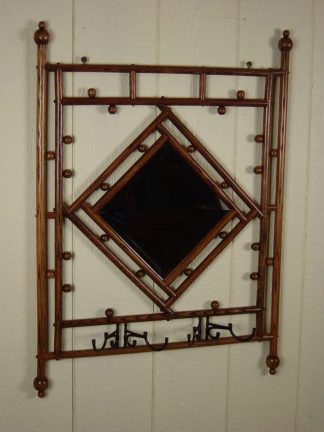Oak Stick & Ball Mirror with hooks