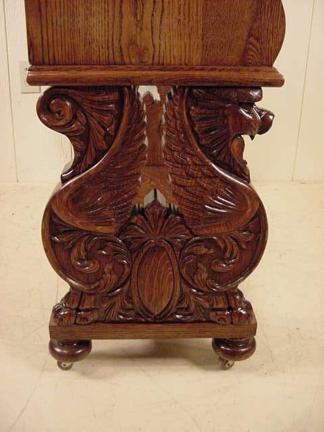 Drop Front Oak Desk with full standing griffins