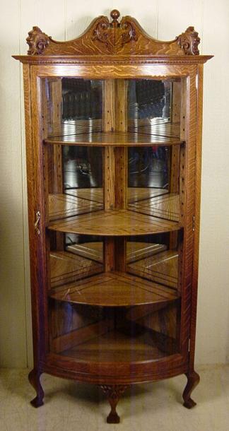 Petite Size Oak Corner China Cabinet