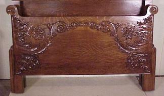 Heavily Carved Quarter-Sawn Oak Bed