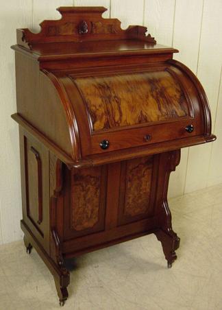 Victorian Walnut Cylinder Davenport Desk