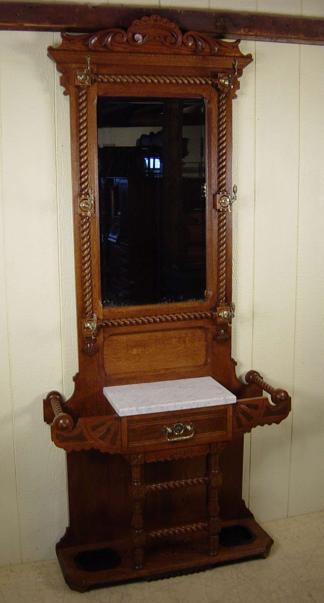 Very Rare Victorian Oak Hall Stand