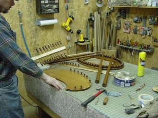 OAK STICK & BALL LAMP TABLE - STOCK #128