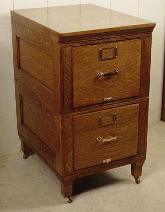 Rare Oak 2 Drawer Stacking File Cabinet