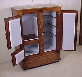 3 DOOR OAK ICE BOX