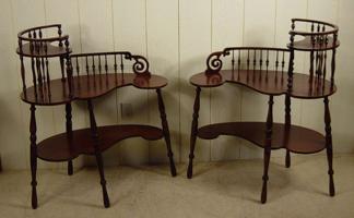 Rare Stick & Ball Matching Side Tables
