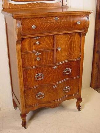 Oak Serpentine Bonnet Chest w/ mirror