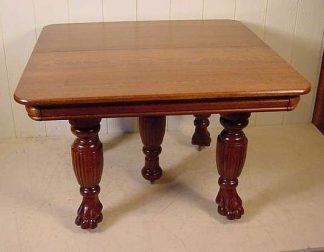 46" SQUARE OAK TABLE W/ 4 ORIGINAL 12" LEAVES