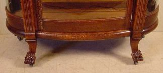 Quarter-Sawed China Closet w/ claw feet & curved glass
