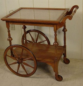 3-TIER OAK TEA CART