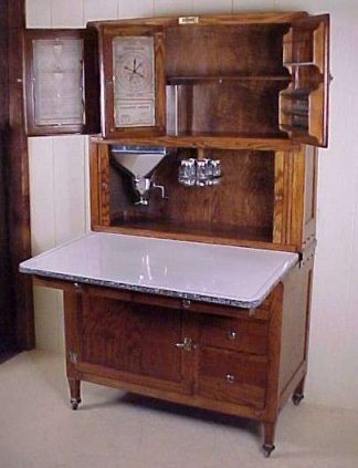 Extra Tall Oak Hoosier Cabinet