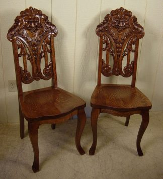 Matched Pair of Oak Slipper/Desk Chairs