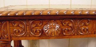 Heavily Carved Oak Library Table