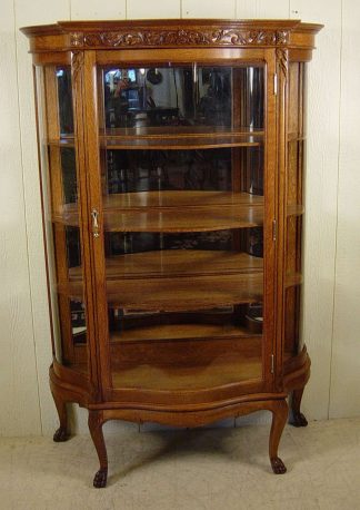 Oak Serpentine Glass China Cabinet