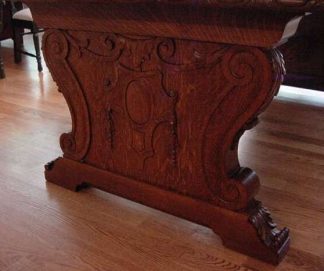 Carved Oak Library Table