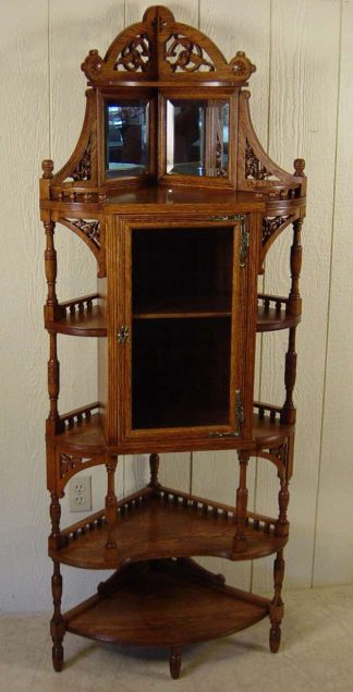 Very Rare Corner Oak Etagere / Curio