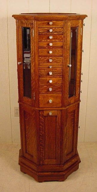 Clark Model "A" Octagon Oak Revolving Dental Cabinet