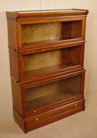 Oak 3-stack "Macey" Sectional Bookcase w/ drawer