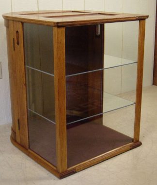 Oak Counter Display Cabinet with Double Curved Doors