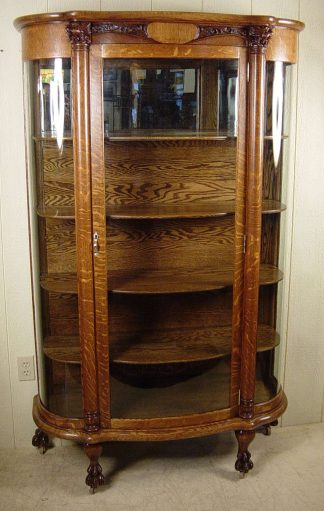 Curved Glass Oak China Cabinet