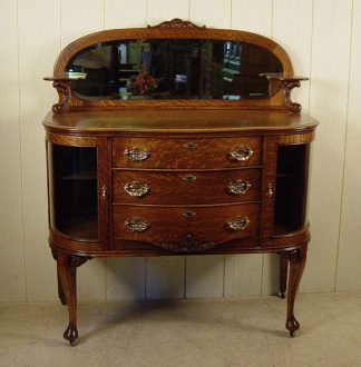 Oak Curved Glass Curio Server