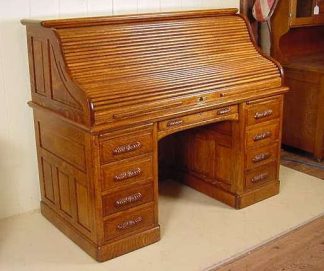 60" S-ROLL TOP QUARTERED OAK DESK