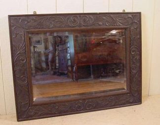 Carved Quartered Oak Hanging Beveled Mirror
