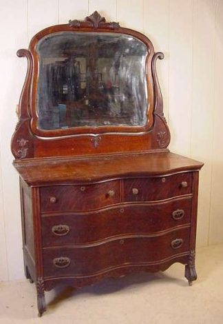 Serpentine Oak Dresser w/ Mirror